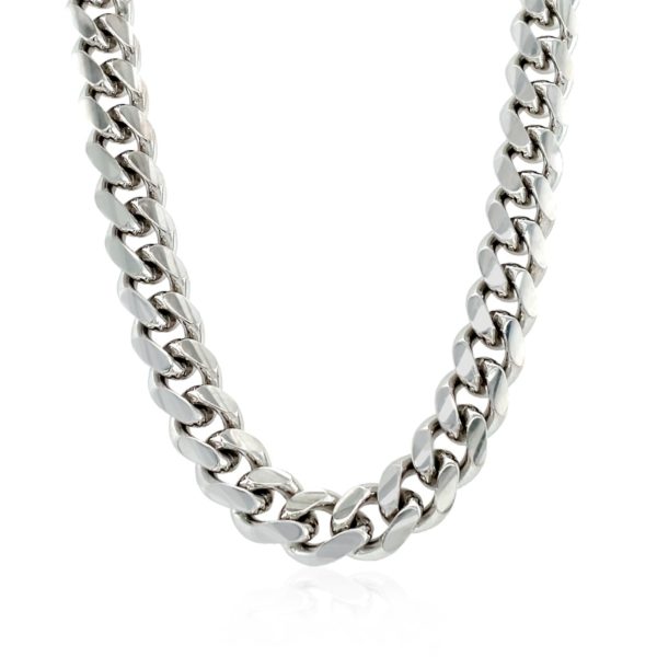 Sterling Silver Rhodium Plated Miami Cuban Chain 8.4mm