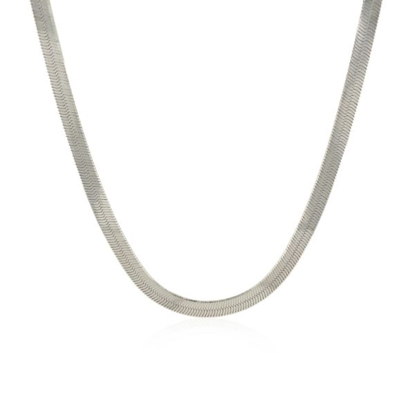 Sterling Silver Rhodium Plated Herringbone Chain 4.2mm