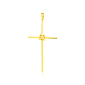 14k Yellow Gold Bar Style Cross Pendant