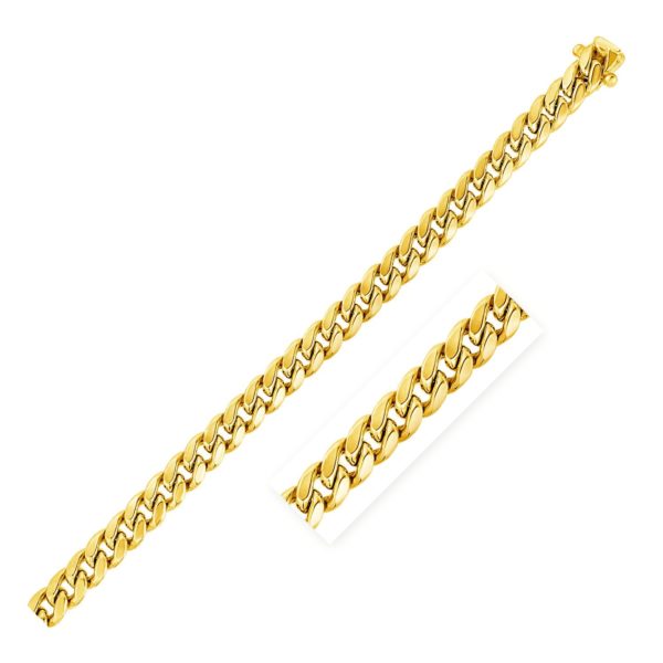 5.0mm 14k Yellow Gold Semi Solid Miami Cuban Chain