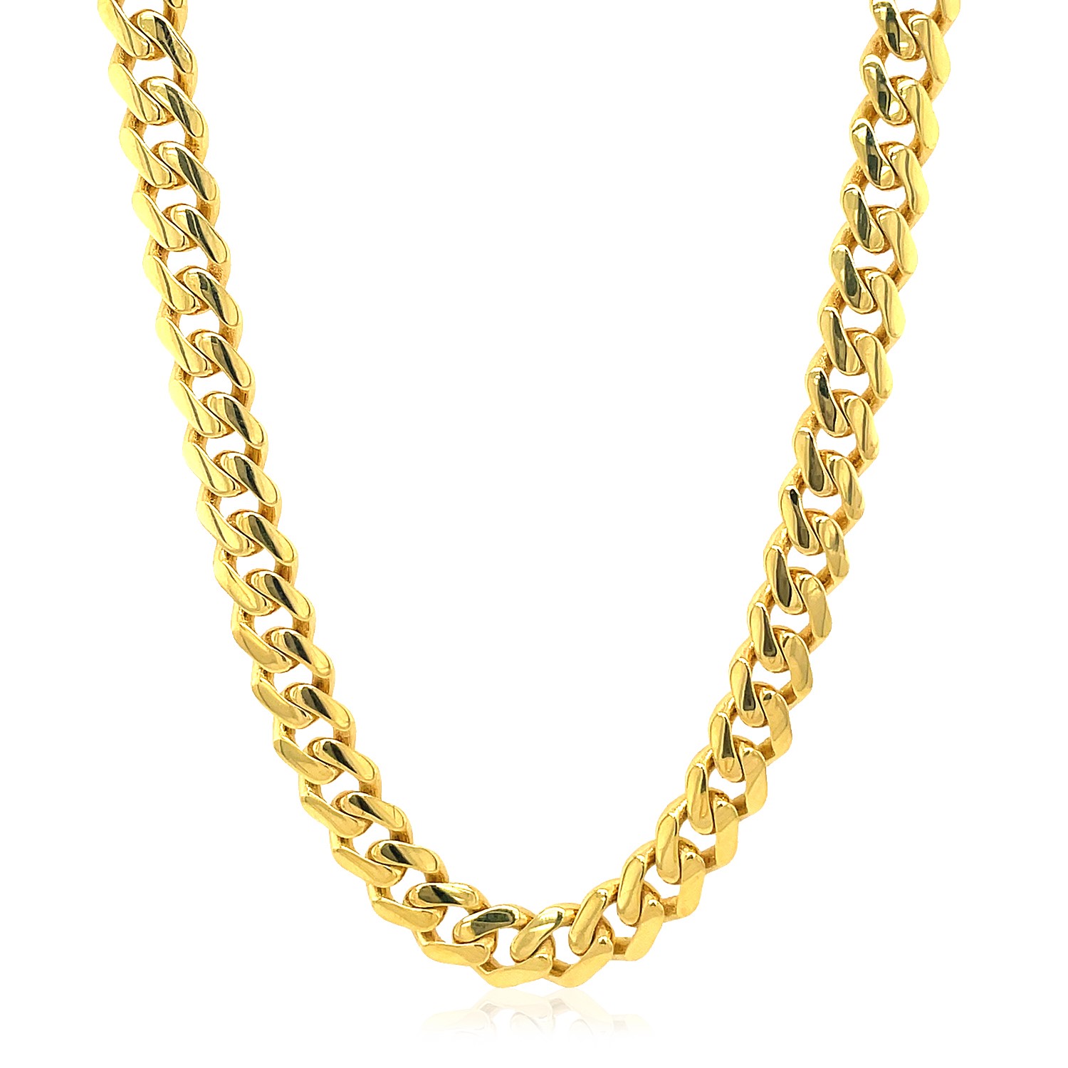 14k Yellow Gold Polished Miami Cuban Chain Necklace