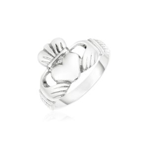 Sterling Silver Wide Polished Claddagh Ring