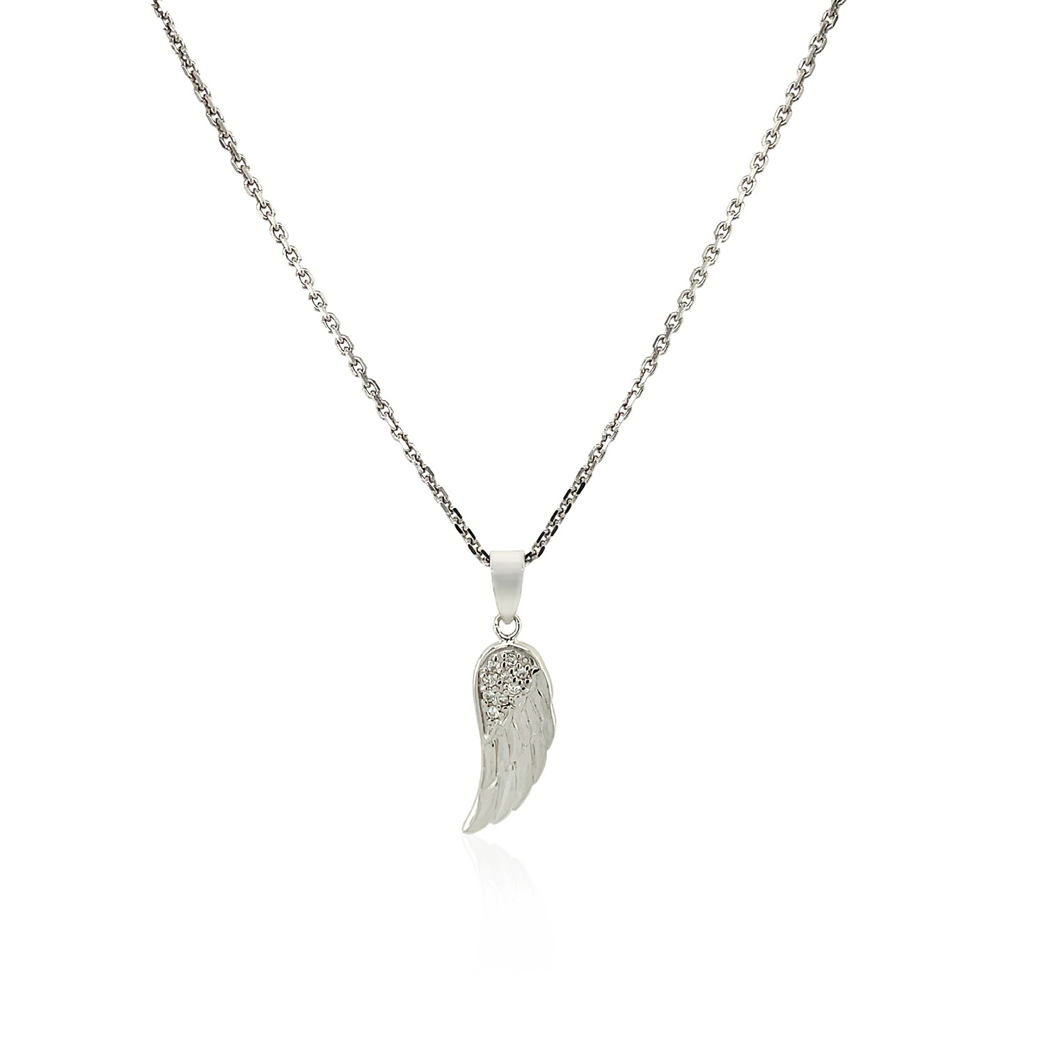 Sterling Silver with Textured Angel Wing Pendant