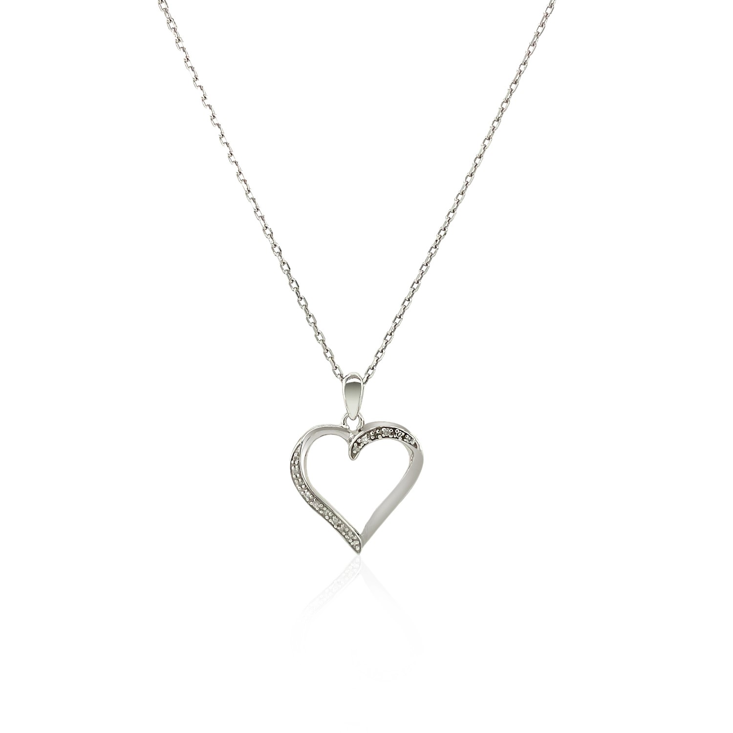 Sterling Silver Twisted Open Heart Diamond Accented Pendant (.04 cttw)