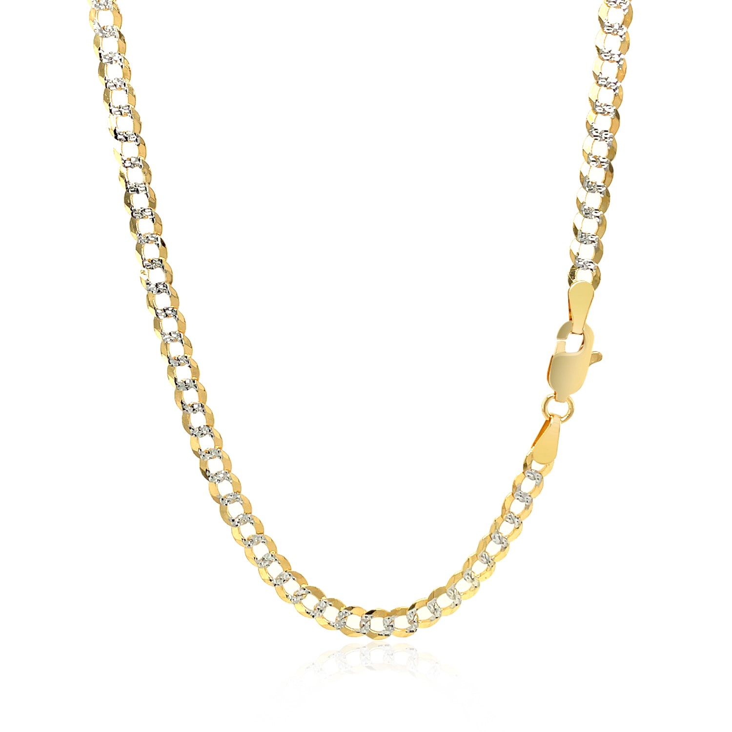 3.6 mm 14k Two Tone Gold Pave Curb Chain