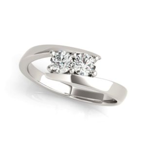 14k White Gold Round Two Stone Common Prong Diamond Ring (1/2 cttw)