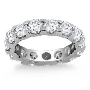 14k White Gold Round Diamond Studded Eternity Ring