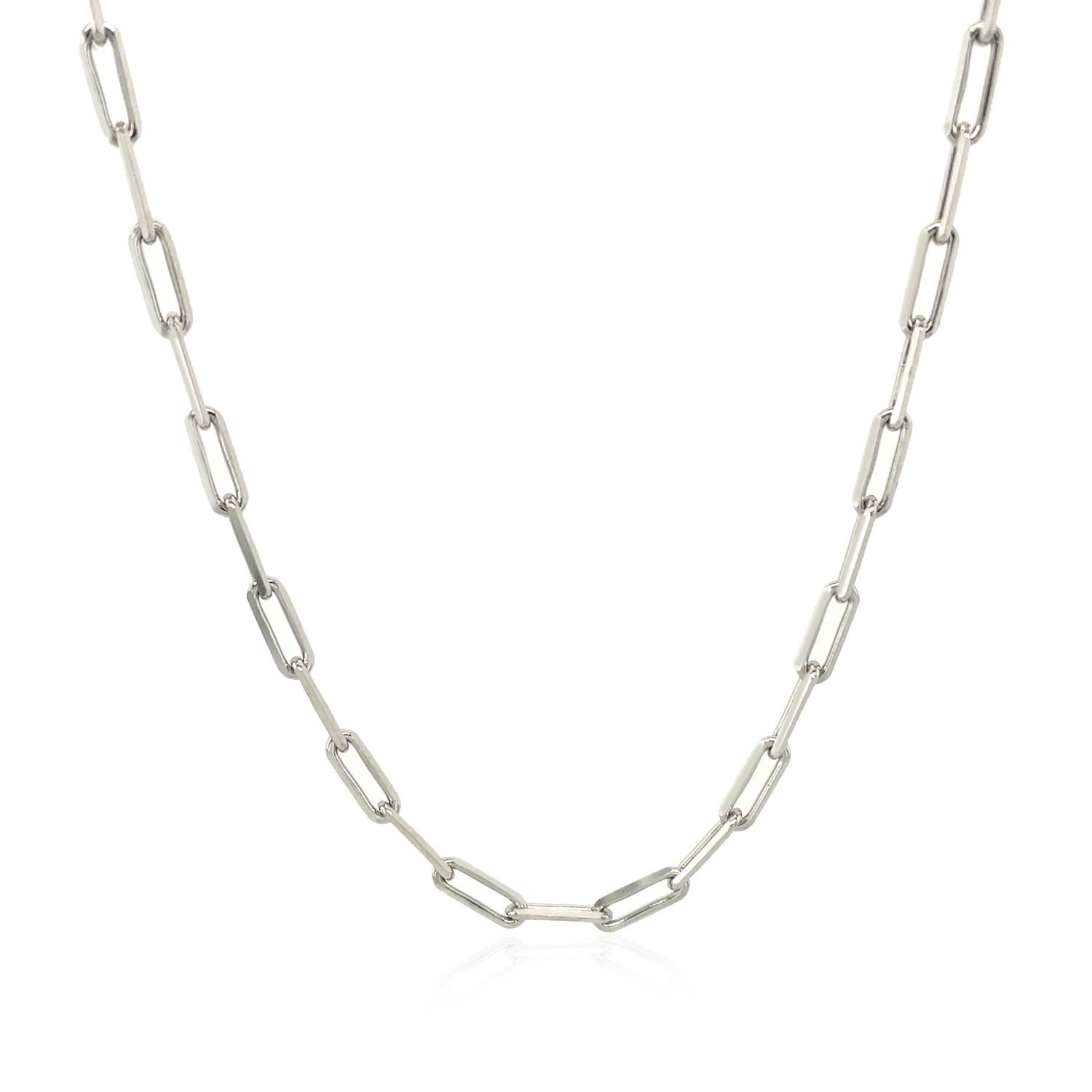 Sterling Silver Rhodium Plated Paperclip Chain (2.5 mm)