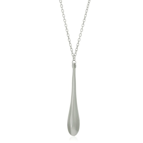 14k White Gold Teardrop Shape Long Pendant