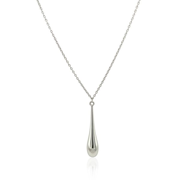 14k White Gold Teardrop Shape Long Pendant