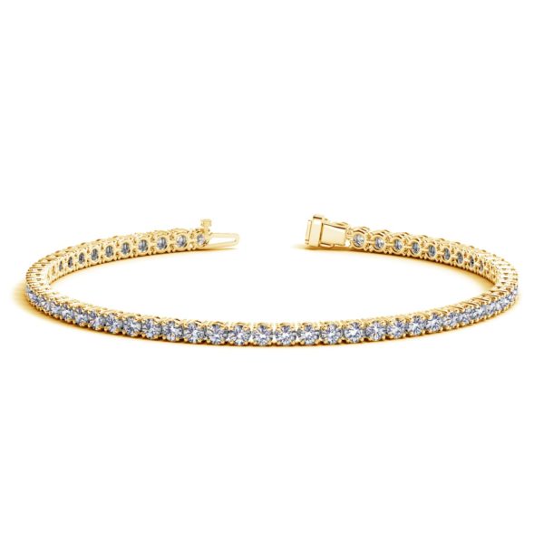 14k Yellow Gold Round Diamond Tennis Bracelet (4 cttw)