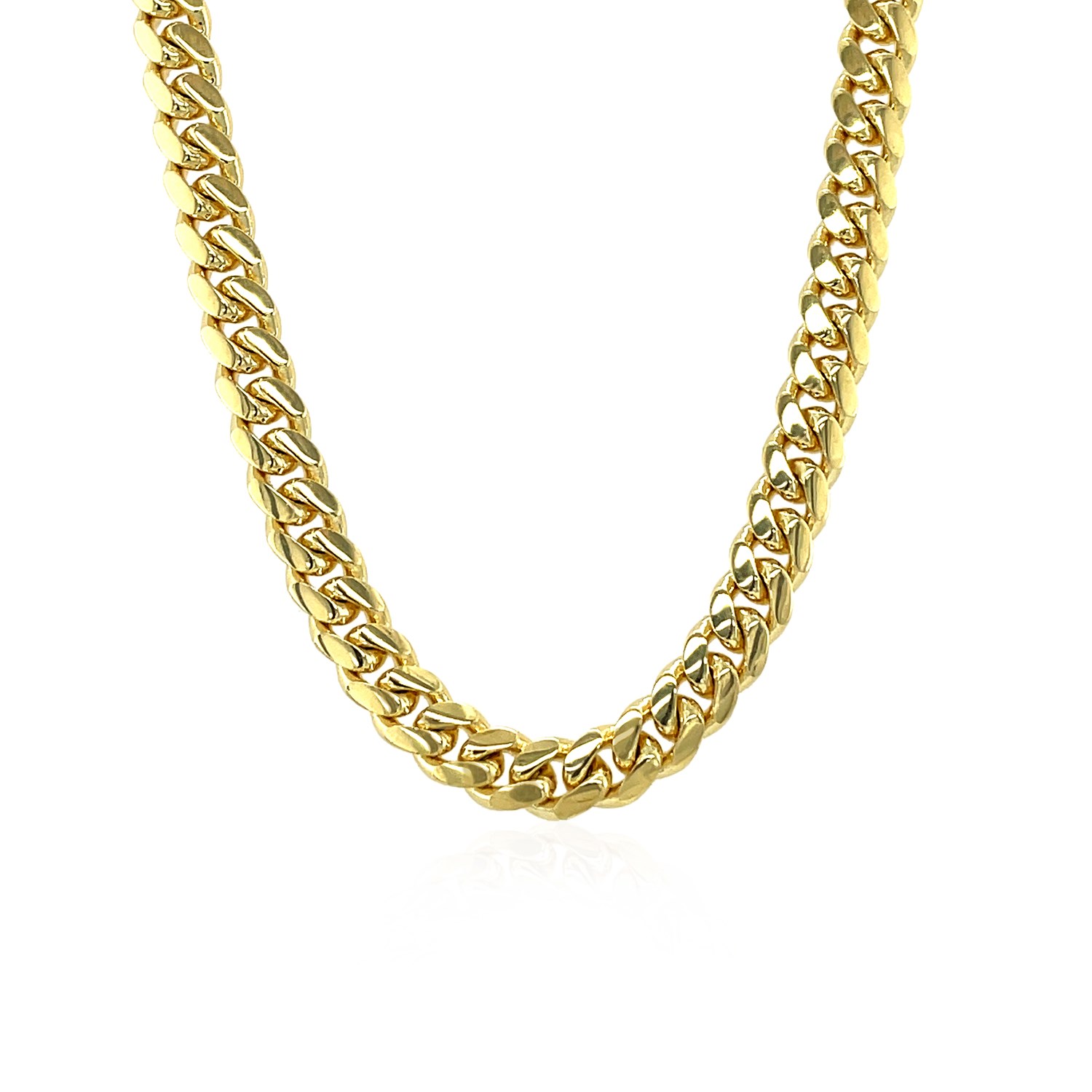 5.3mm 14k Yellow Gold Miami Cuban Semi Solid Chain