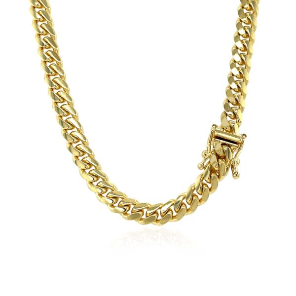 5.3mm 14k Yellow Gold Miami Cuban Semi Solid Chain