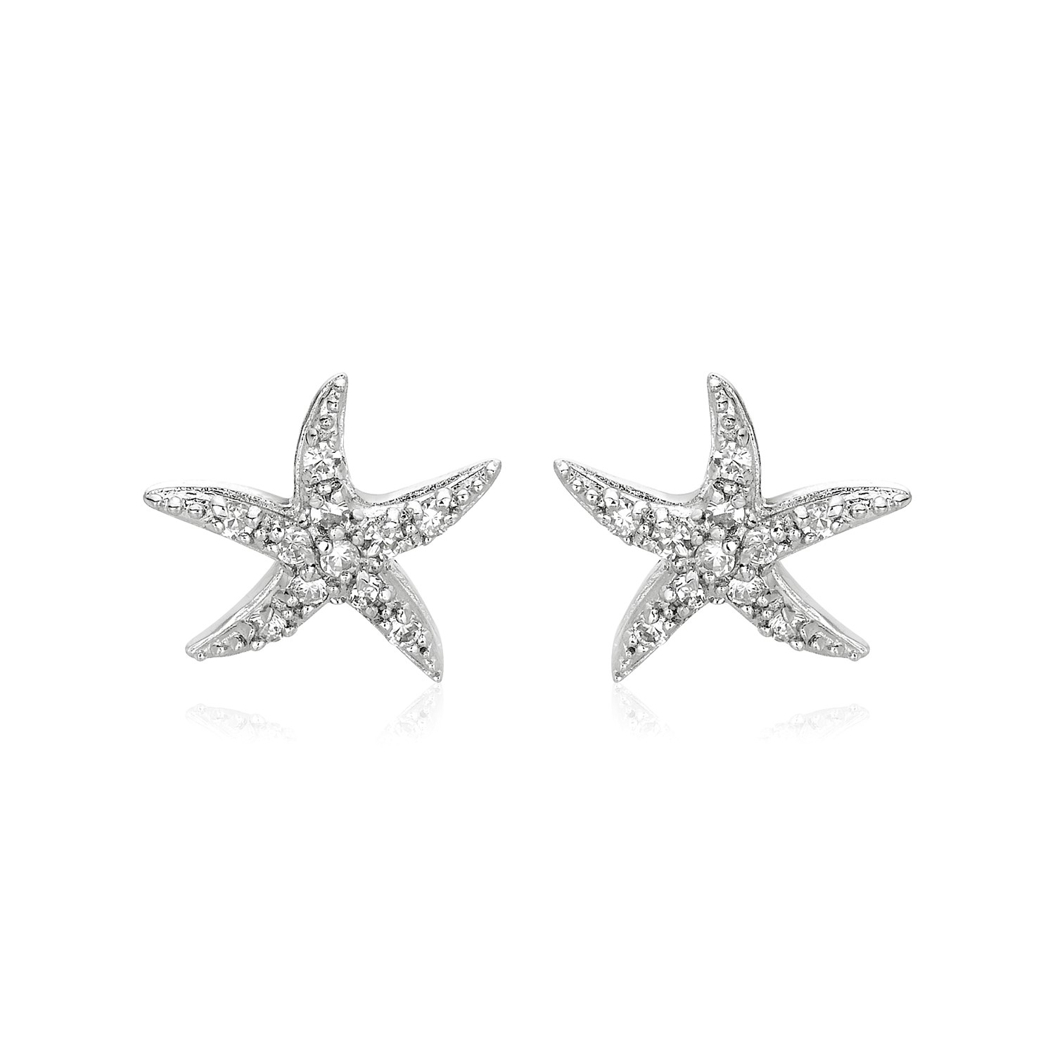 Sterling Silver Starfish Earrings with Cubic Zirconias