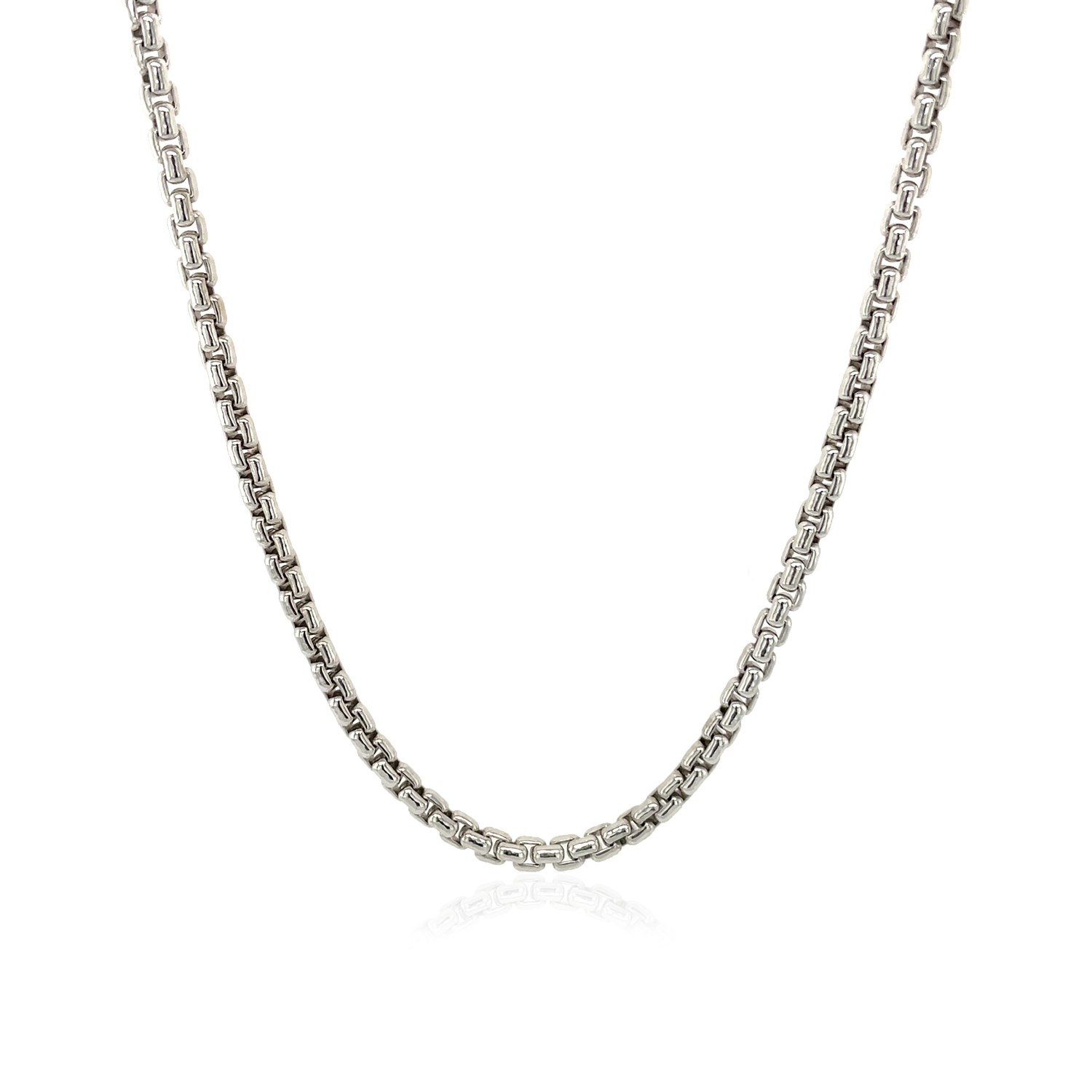 2.2mm Sterling Silver Rhodium Plated Round Box Chain