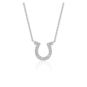 14k White Gold Horseshoe Design Diamond Pendant