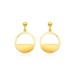 14k Yellow Gold Half Open Circle Earrings