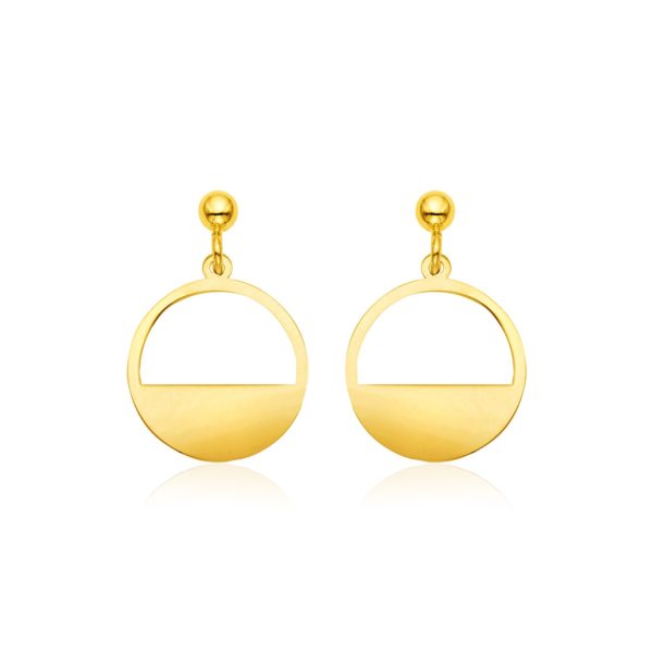 14k Yellow Gold Half Open Circle Earrings