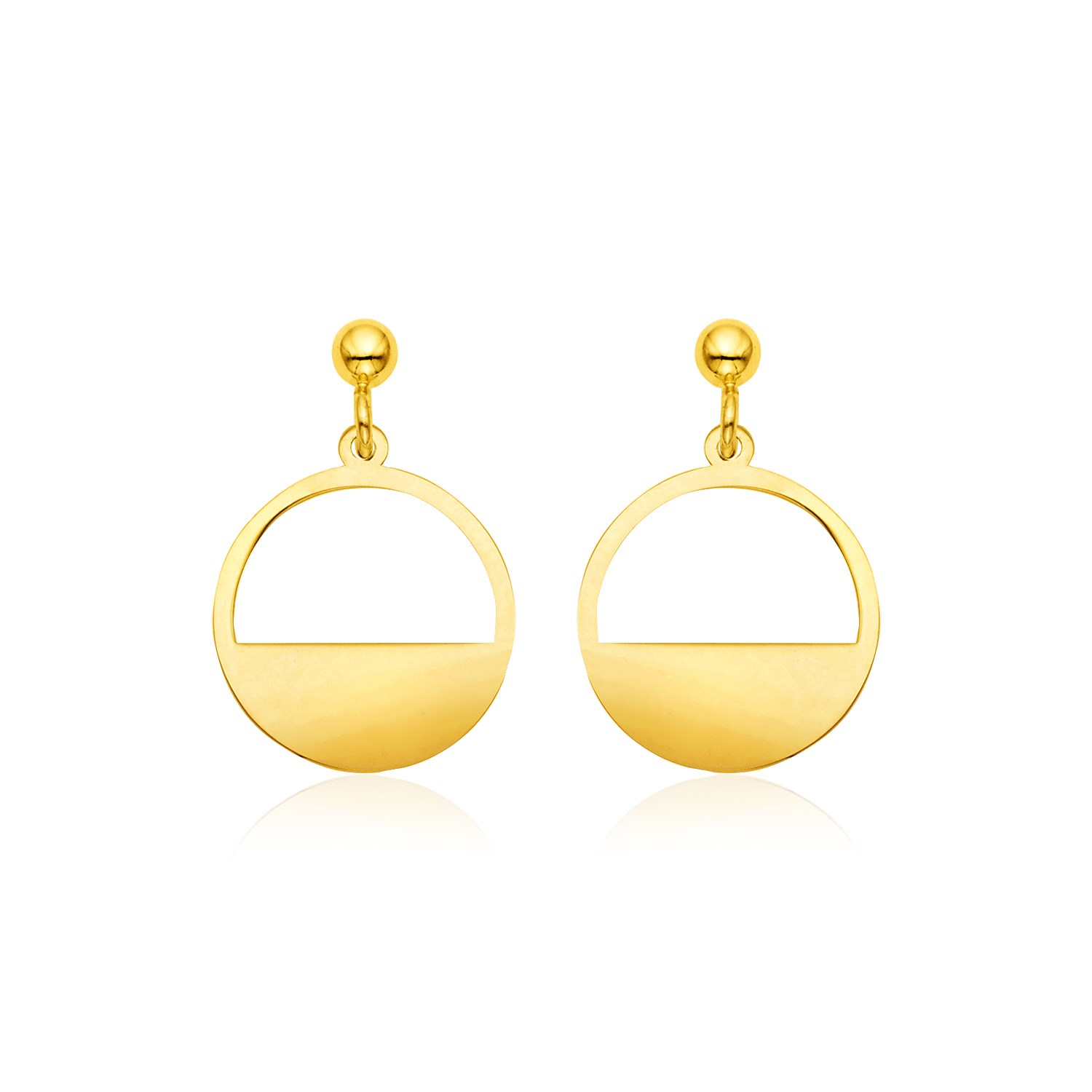 14k Yellow Gold Half Open Circle Earrings