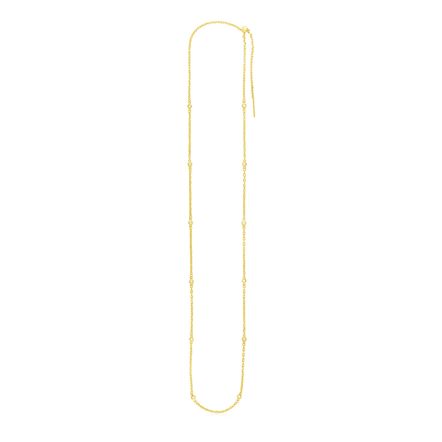 Endless Adjustable Diamond Pendant Chain in 14k Yellow Gold (3.0mm)