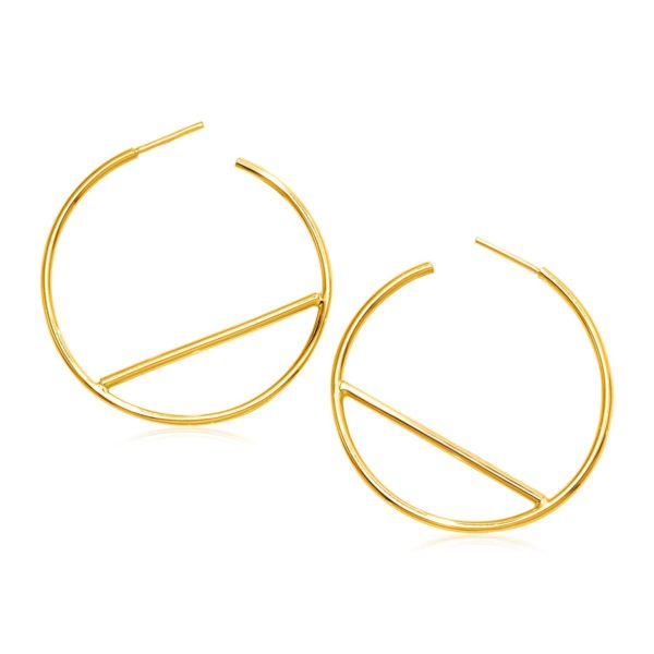 14k Yellow Gold Hoop Earrings with Bar Details