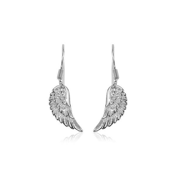 Sterling Silver Textured Angel Wing Earrings