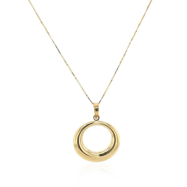 14k Yellow Gold Open Circle Drop Pendant