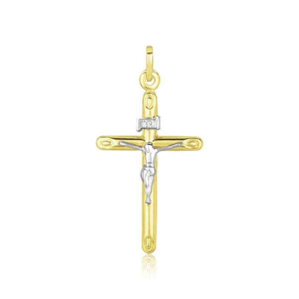 14k Two Tone Gold Cross Pendant