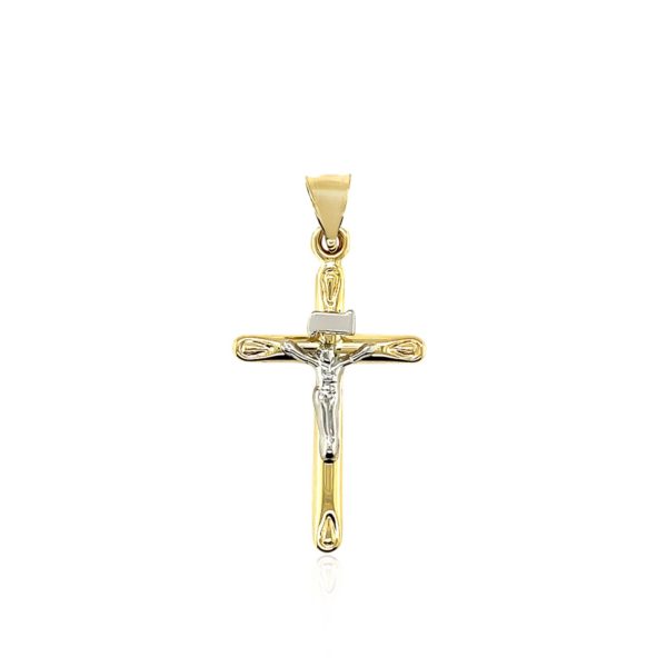 14k Two Tone Gold Cross Pendant