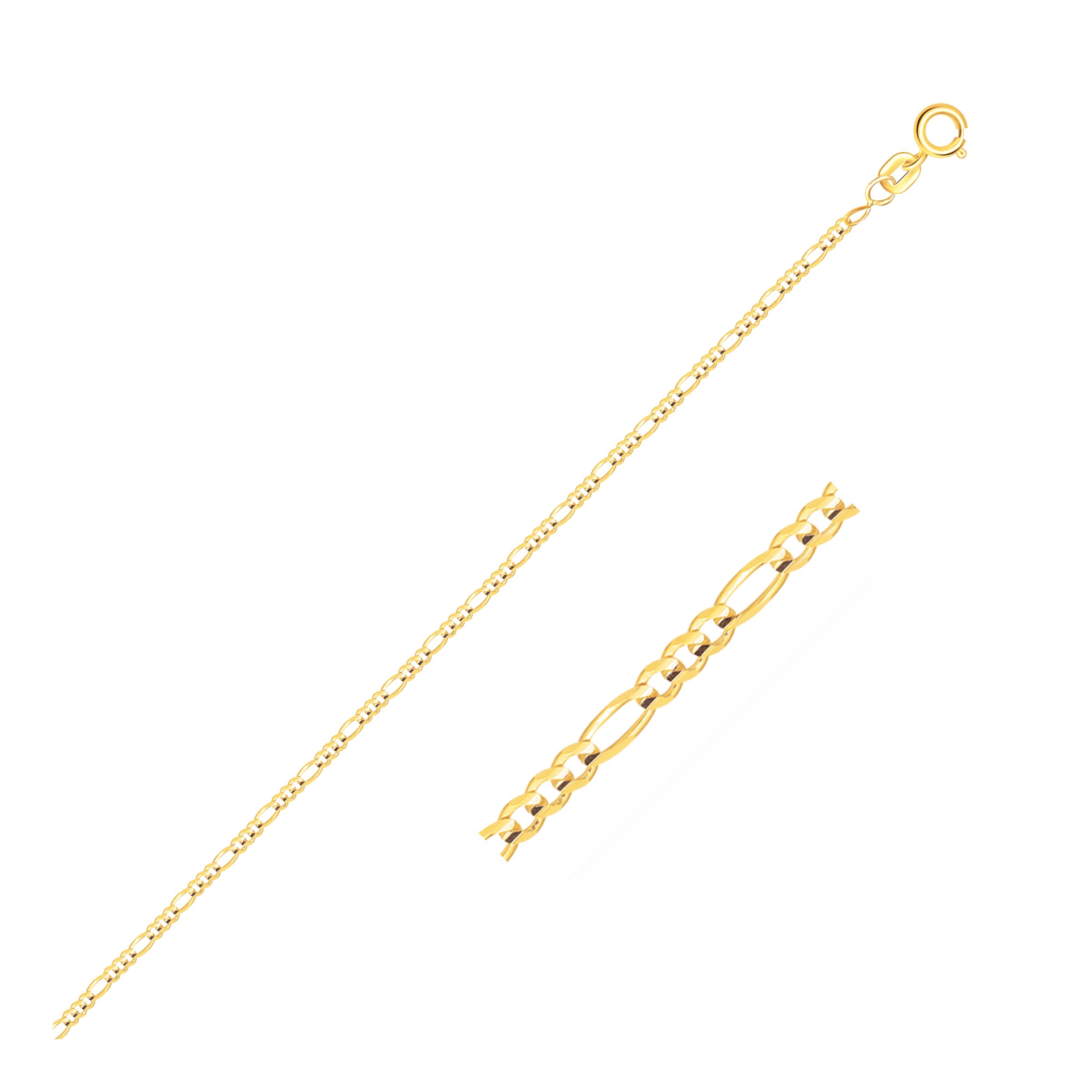 14k Yellow Gold Figaro Anklet 1.3mm