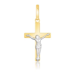 14k Two Tone Gold Crucifix Motif Pendant