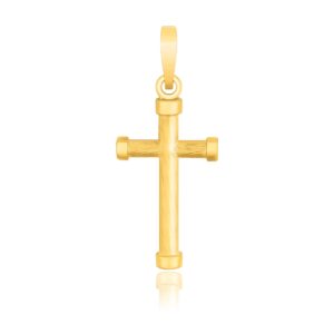 14k Yellow Gold Cross Pendant with Rounded Ends