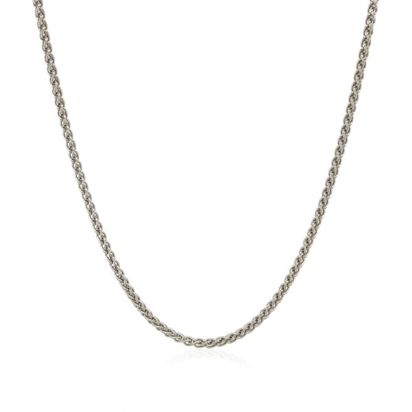 Sterling Silver Rhodium Plated Wheat Chain 1.3mm