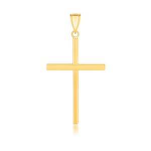 14k Yellow Gold Polished Flat Cross Pendant