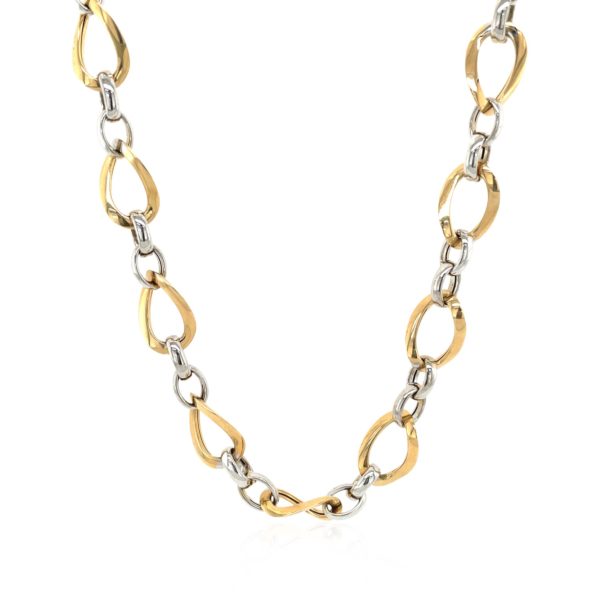 Twisted Oval Chain Necklace in 14k Two Tone Gold