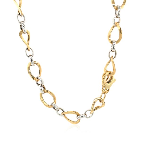 Twisted Oval Chain Necklace in 14k Two Tone Gold