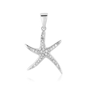 Sterling Silver Starfish Pendant with Cubic Zirconias