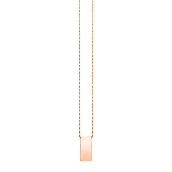 14k Rose Gold Necklace with Polished Bar Pendant