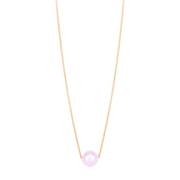 14k Rose Gold Pearl Solitaire Necklace