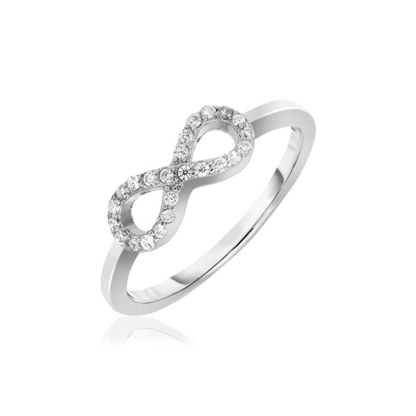 Sterling Silver Infinity Symbol Ring with Cubic Zirconias