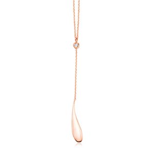 14k Rose Gold Teardrop Lariat Necklace with Diamond