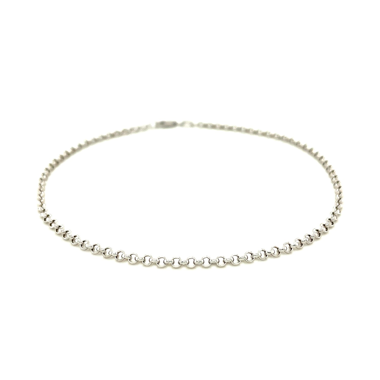 2.3mm 10k White Gold Rolo Anklet