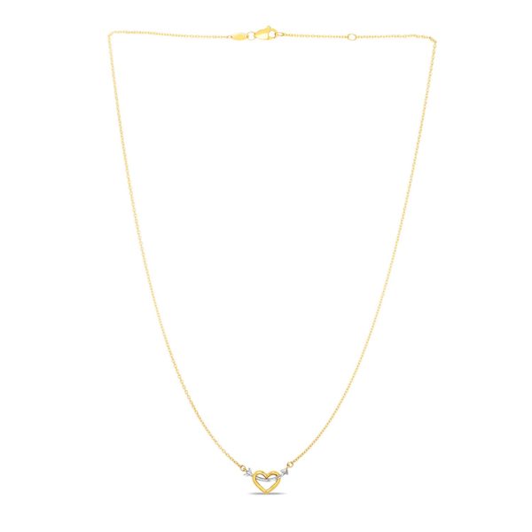 14k Two-Tone Gold Necklace with Interlaced Heart and Arrow Charm