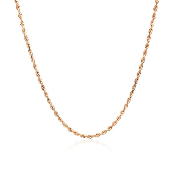 14k Rose Gold Solid Diamond Cut Rope Chain 1.5mm