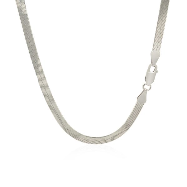 Sterling Silver Rhodium Plated Herringbone Chain 4.2mm