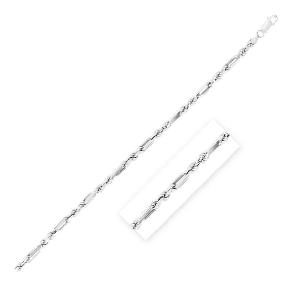 Sterling Silver Rhodium Plated Figarope Chain 4.7mm