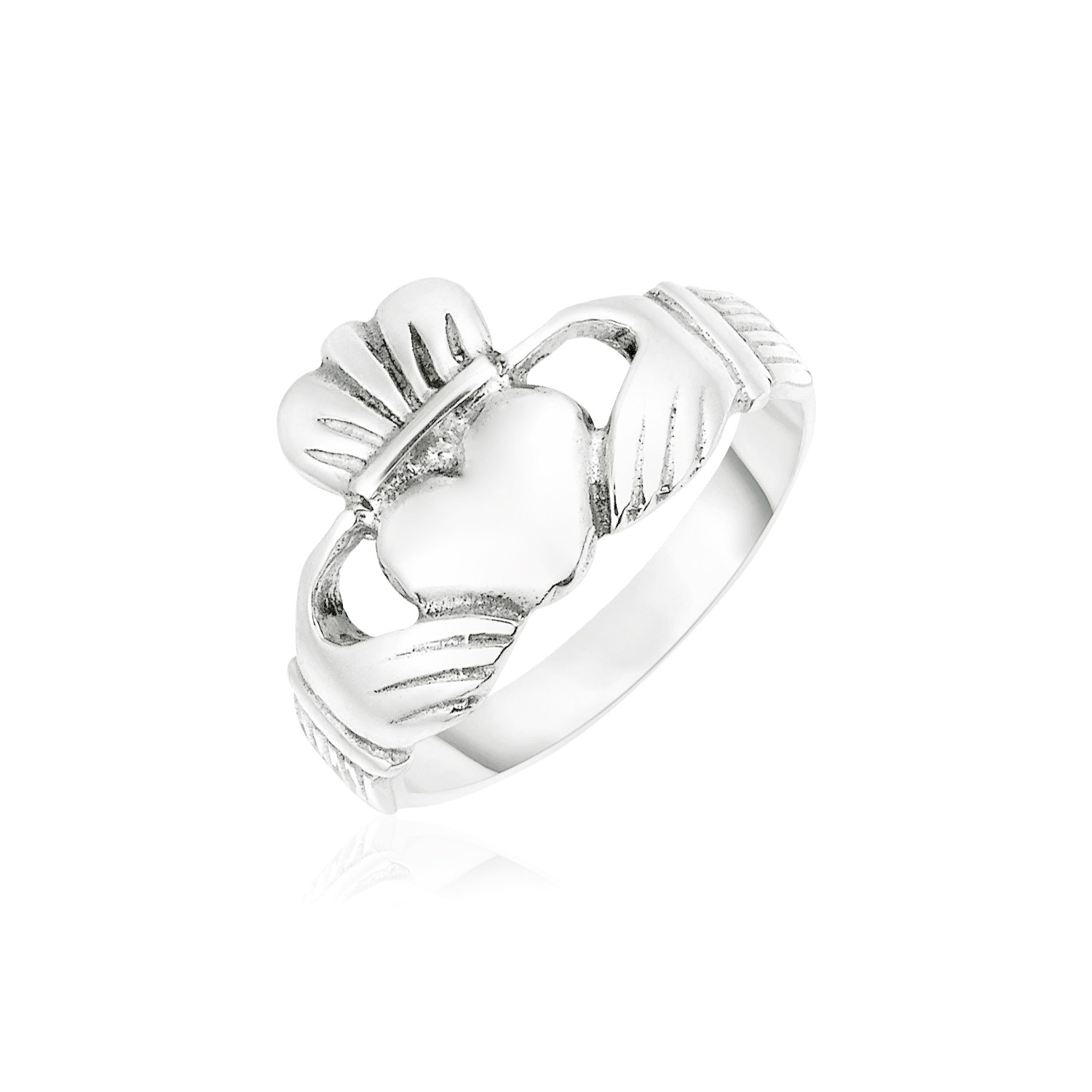 Sterling Silver Wide Polished Claddagh Ring