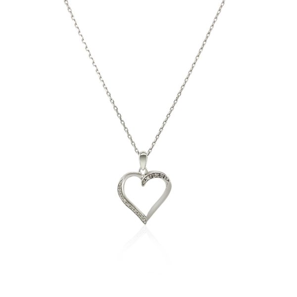 Sterling Silver Twisted Open Heart Diamond Accented Pendant (.04 cttw)